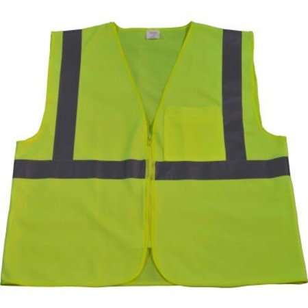 PETRA ROC INC Petra Roc Safety Vest, ANSI Class 2, Zipper Front, Polyester Solid Knit Fabric, Lime, 4XL/5XL LV2-CB0-4X/5X